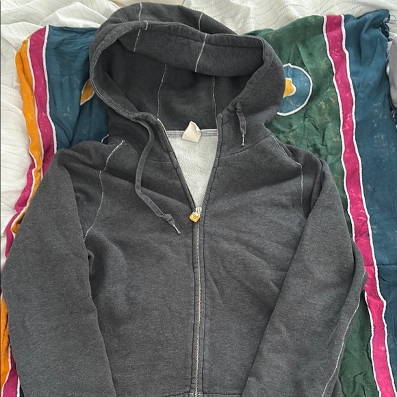 TNA Tops - TNA distressed Charcoal Gray Zip-Up Hoodie